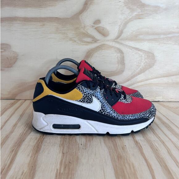 Nike -Air Max 90 SE Safari -Training Shoes -Black/Red -Women's - 8 - DC9446-001 - Picture 1 of 9